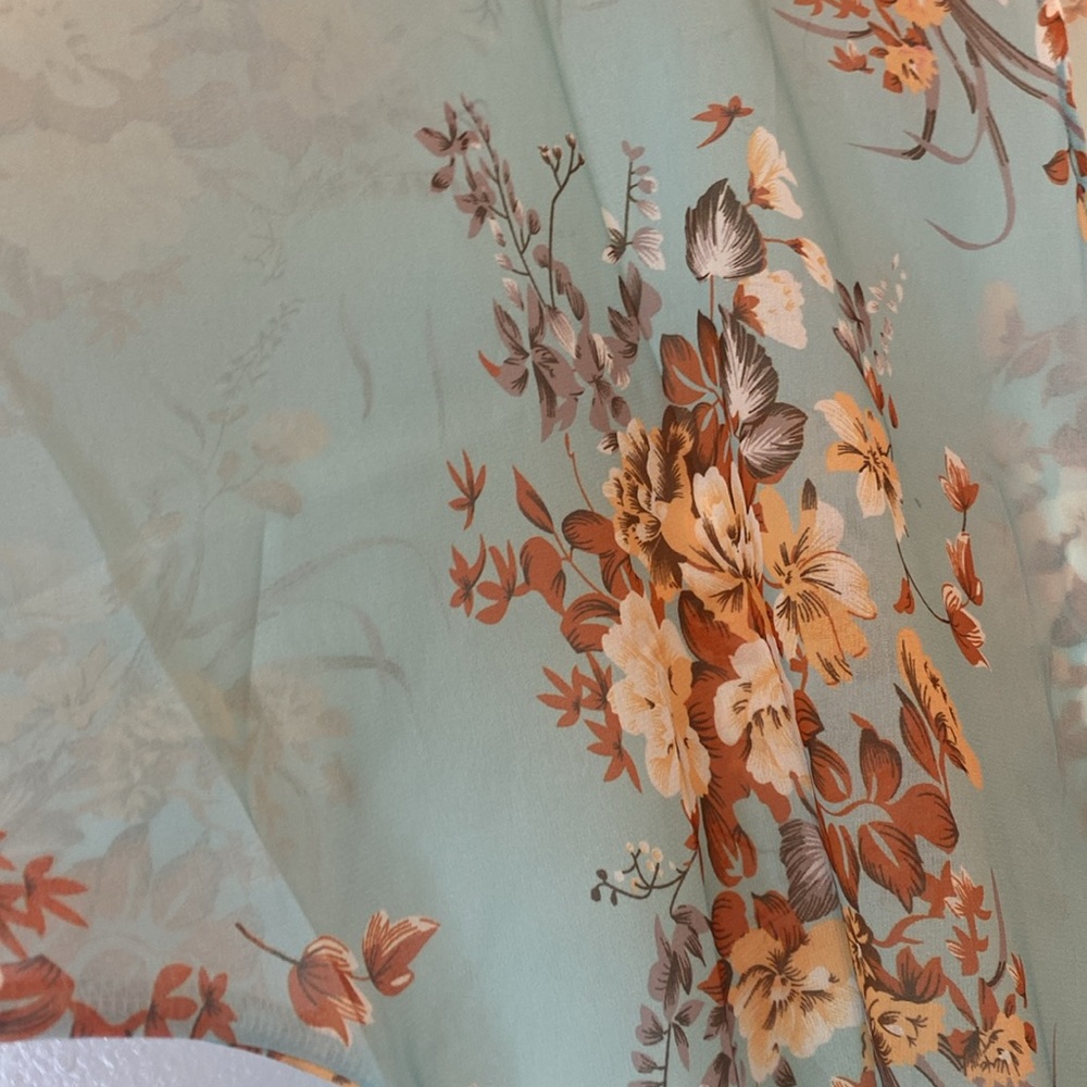 Light Aqua Floral KIMONO Plus Size XL  New out of Package - Picture 2 of 7